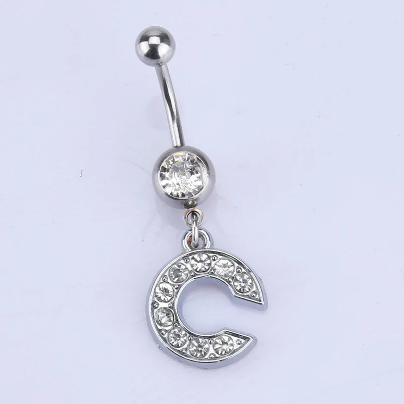 1/2PCS Letter Belly Button Rings Navel Piercing Nombril Ear Piercings Navel Earring Belly Piercings Body Jewelry Pircings