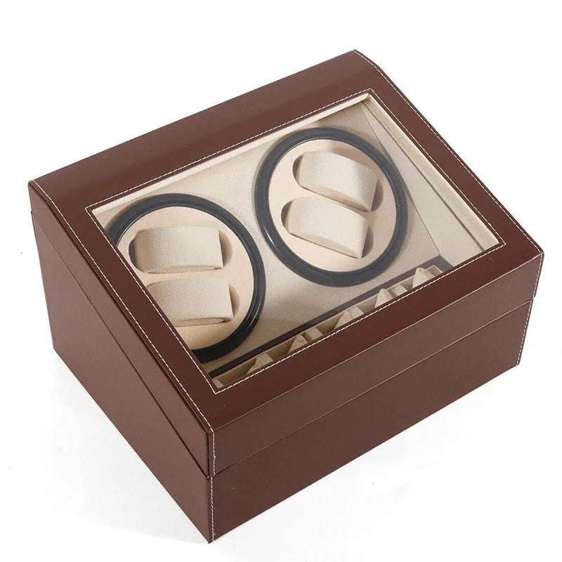 Hot Sale Black/Brown High Quality 4+6 Watch Winder Automatic Watch Display Box Luxury Storage Box Put Down 10 Watch