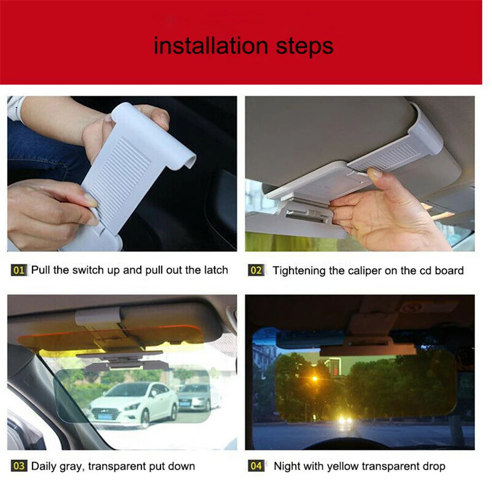 2 in 1 Car Sun Visor HD Goggle Car Day and Night Anti-UV Anti-Dazzle Sun Block Sunshade Rotatable Clear Driving Mirror