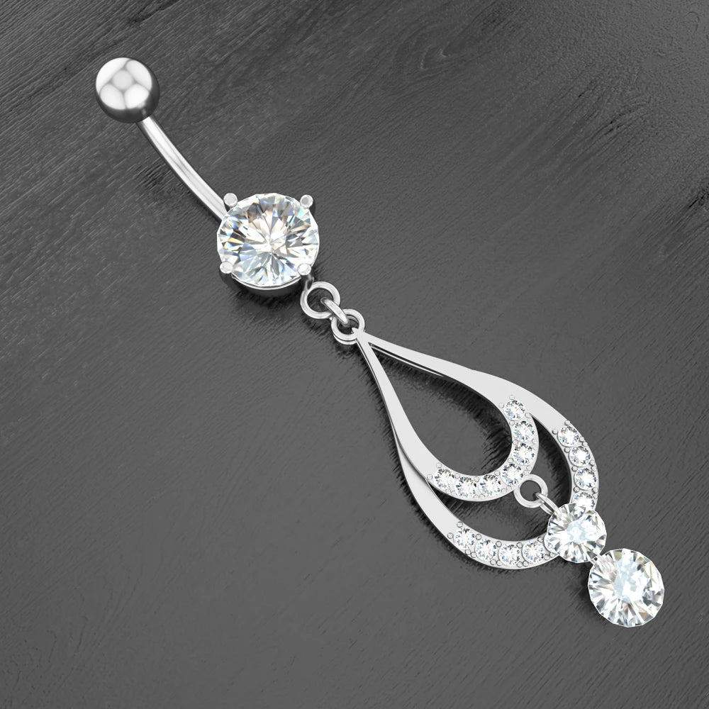 1PC Sexy Dangle Belly Button Rings for Women Zircon Crystal Flower Belly Piercing Navel Rings Nombril Ombligo Body Jewelry