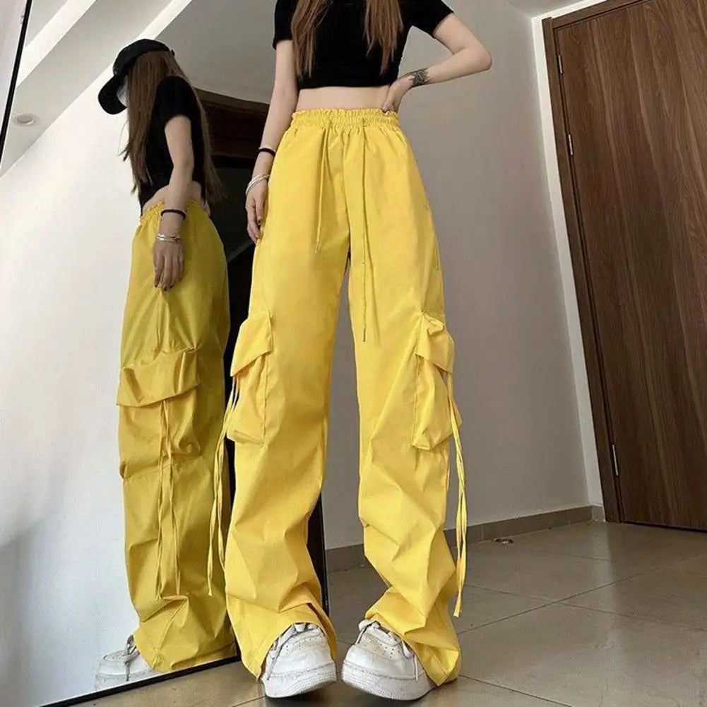 Women Cargo Pants Women Cargo Trousers Versatile Retro Women's High Waist Cargo Pants Stylish Drawstring Multi for Streetwear