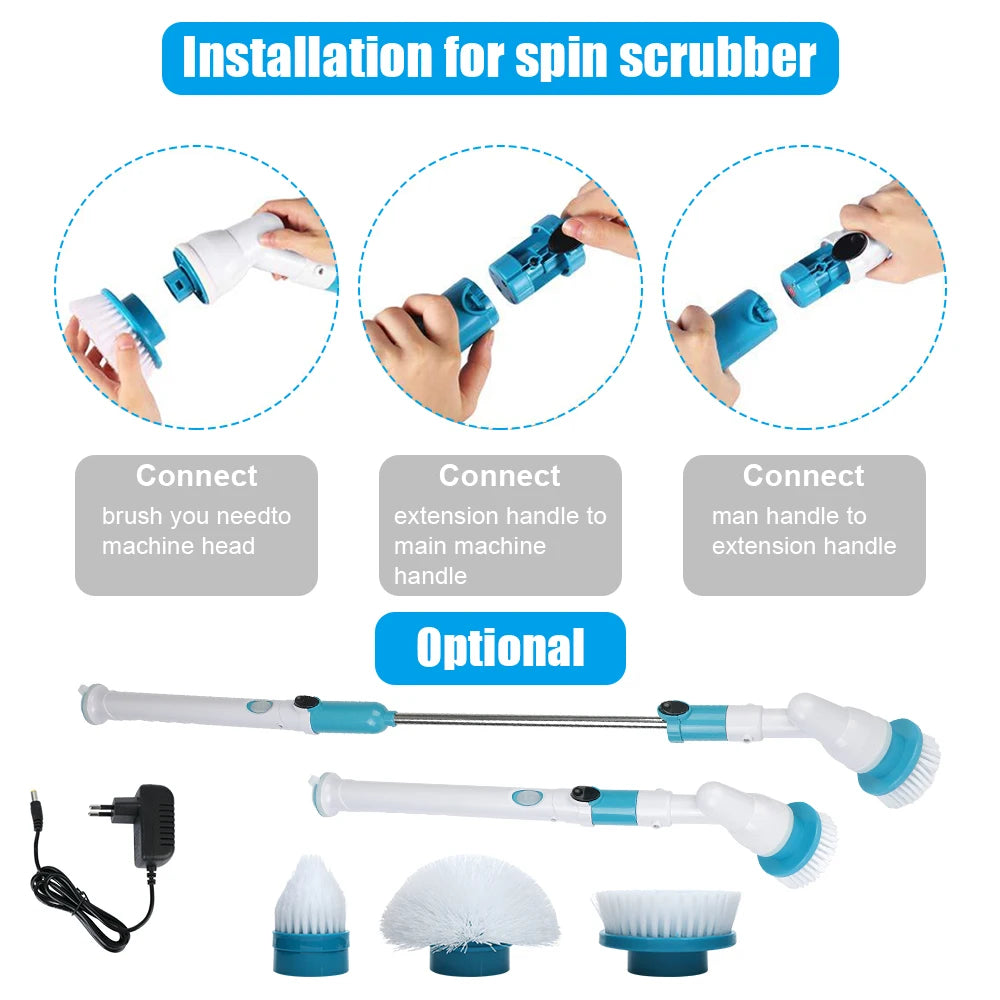 Bathtub Tile Brush 3-in-1 Electric Spin Cleaner Kitchen Bathroom Sink Cleaning Gadget Wireless Electric Cleaning Brush