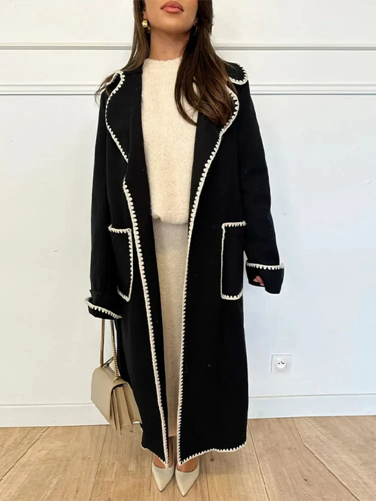 Panelled Long Woolen Jacket
