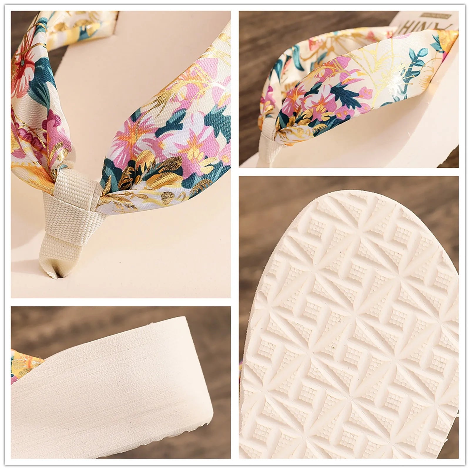 Bronzing Printing Satin Sandals Beach Slope Heel Slipper Outdoor Wedge Heel Flip Flip Flops Women Gel Mens Flip Flop Spa Thong