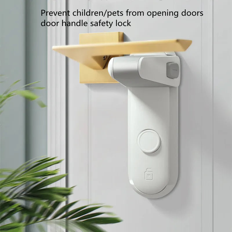 Child safety door handle lock Pet room door handle lock Protection baby door handle lock Punch free Easy to install and use