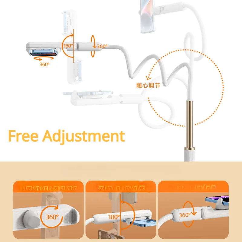 Oatsbasf Bedside Phone Stand Clip Holder 900° Free Rotation Phone Holder Lazy Bracket 10kg Load Bearing Phone Accessories