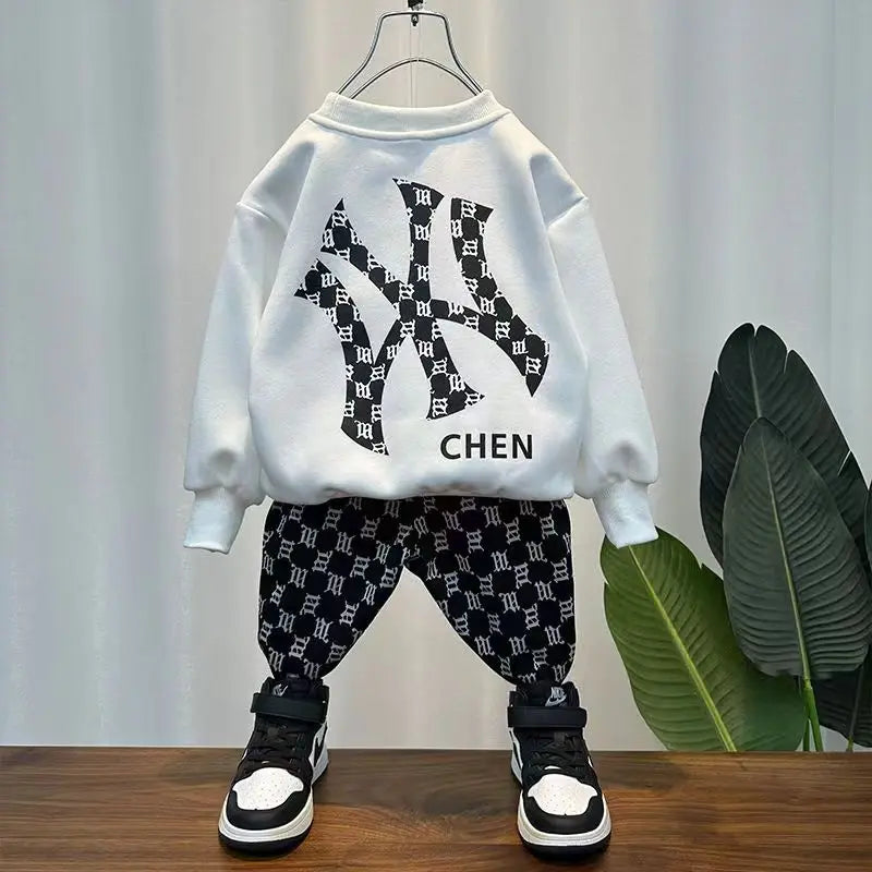 Boys Clothing Set 2024 New Children's Baby Top and Pants Two Piece Boys Long Sleeve Sweater Set Kids Clothes Suit 2 3  5  7 9Y