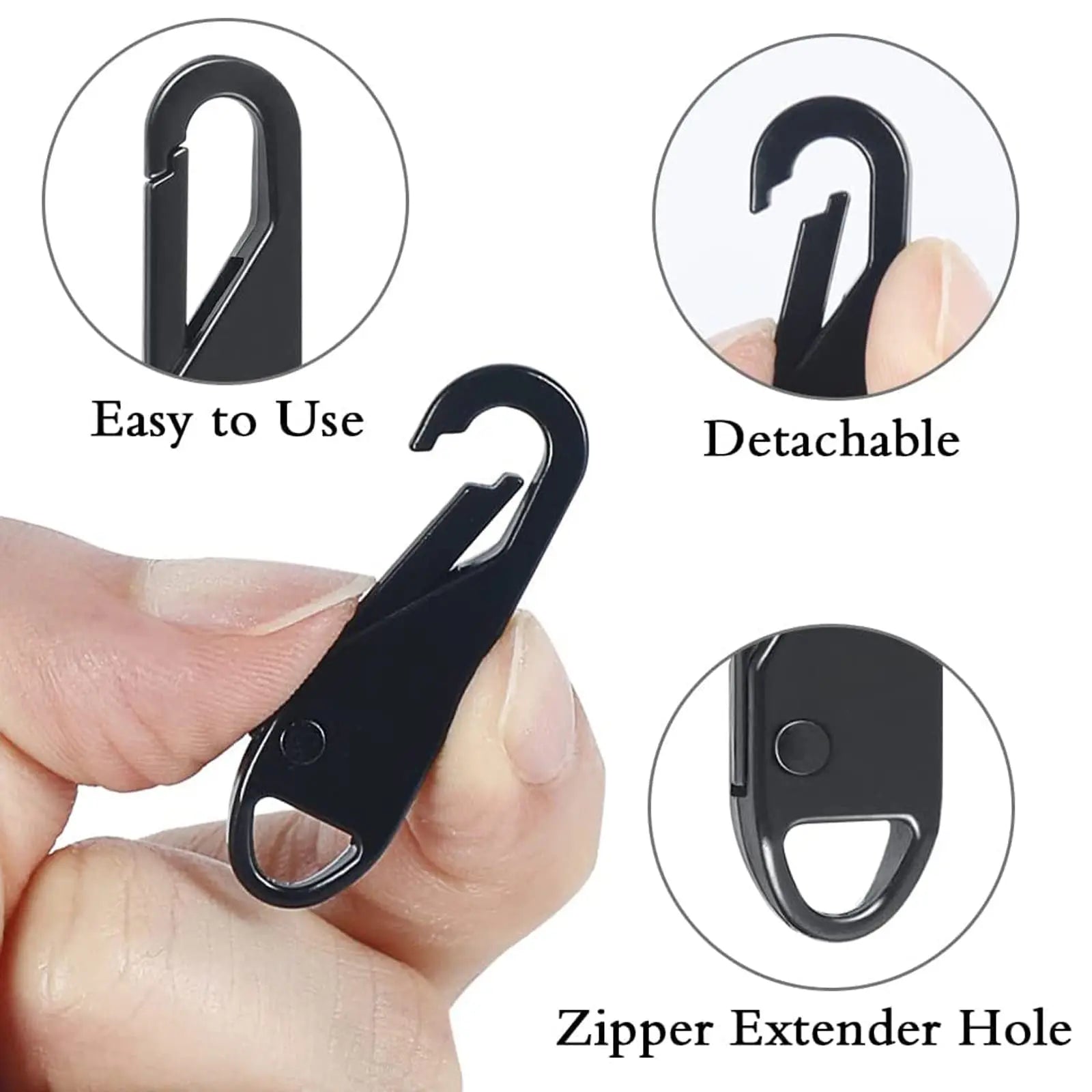 5 Pieces Zipper Pull Replacement Zipper Repair Kit Zipper Slider Pull Tab Universal Zipper Fixer Metal Zipper Head