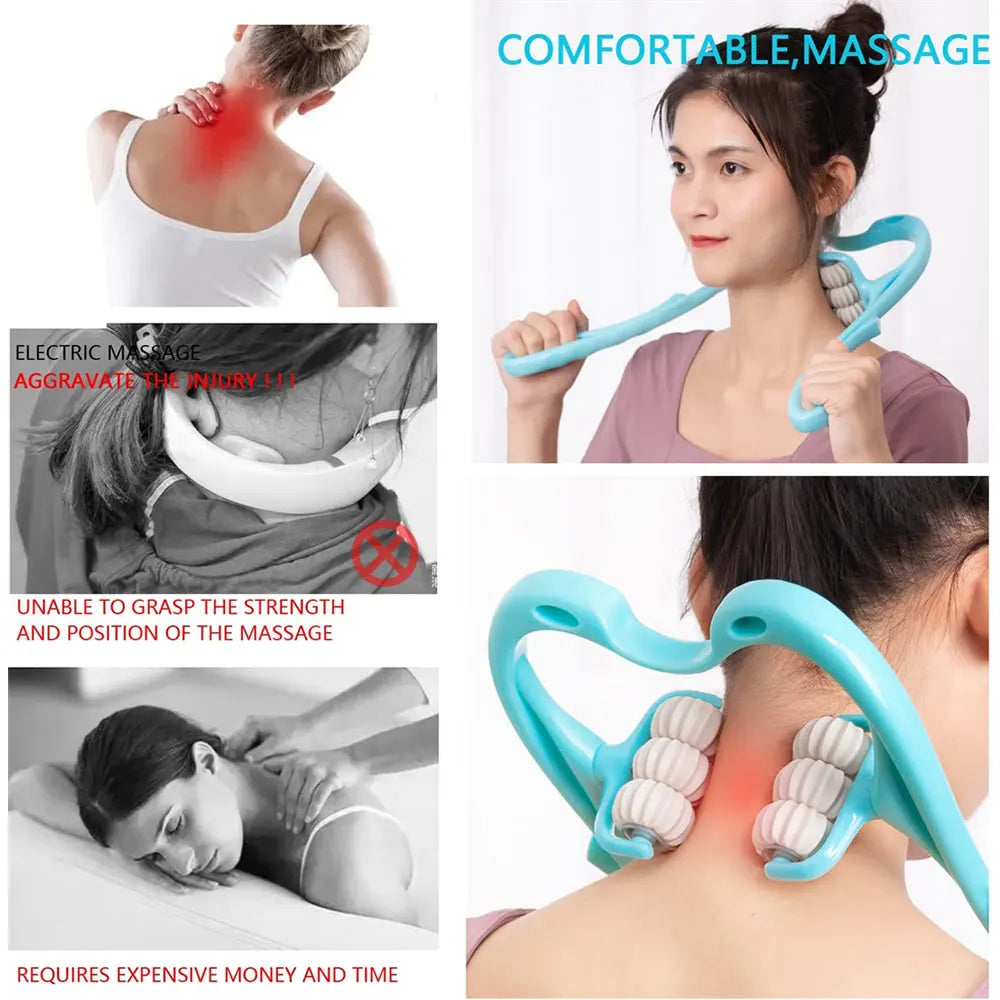 Neck Massager for Pain Relief, Trigger Point Roller Massager Deep Tissue Handheld Shoulder Massager Tool for Legs Waist Neck Arm