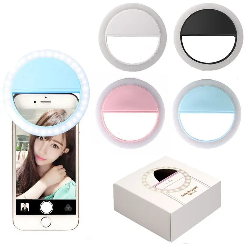 LED Light Ring with USB Phone Charger Selfie Light Compatible with iPhone Samsung Xiaomi Poco