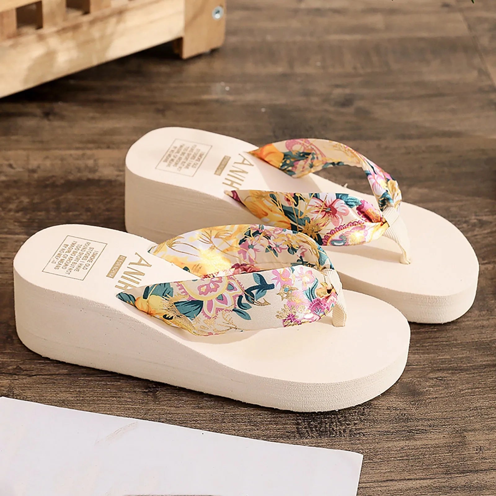 Bronzing Printing Satin Sandals Beach Slope Heel Slipper Outdoor Wedge Heel Flip Flip Flops Women Gel Mens Flip Flop Spa Thong