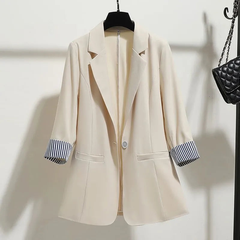 2023 New Spring and Summer Korean Edition Thin Style Stylish and Elegant Commuting Three Quarter Women's Oversized Suit Coat