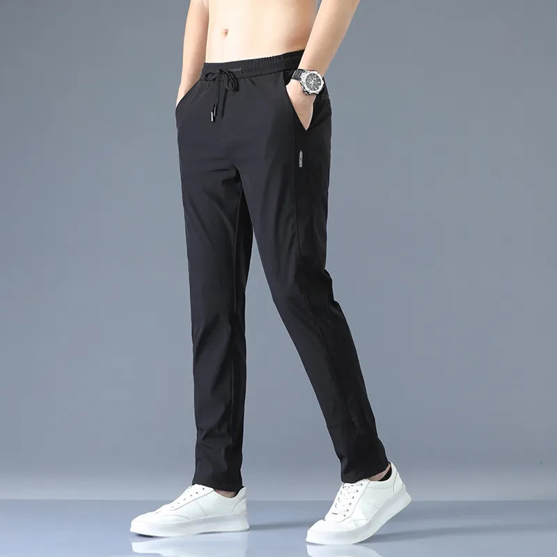 New Spring Summer Men's Casual Pants Slim Pant Straight Thin Trousers Male Fashion Stretch Khaki Jogging 28-38