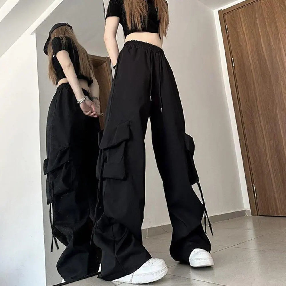 Women Cargo Pants Women Cargo Trousers Versatile Retro Women's High Waist Cargo Pants Stylish Drawstring Multi for Streetwear