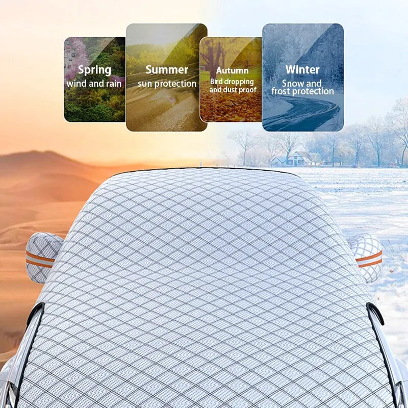 Extra Large Car Snow Cover Multilaye Thicken Car Winter Windshield Hood Protection Cover Snowproof Anti-Frost Sunshade Protector