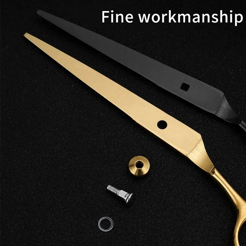 Professional Hair Cutting Scissors, Home Hair Cutting Barber/Salon Thinning Shears, Stainless Steel Hairdressing Black Golden