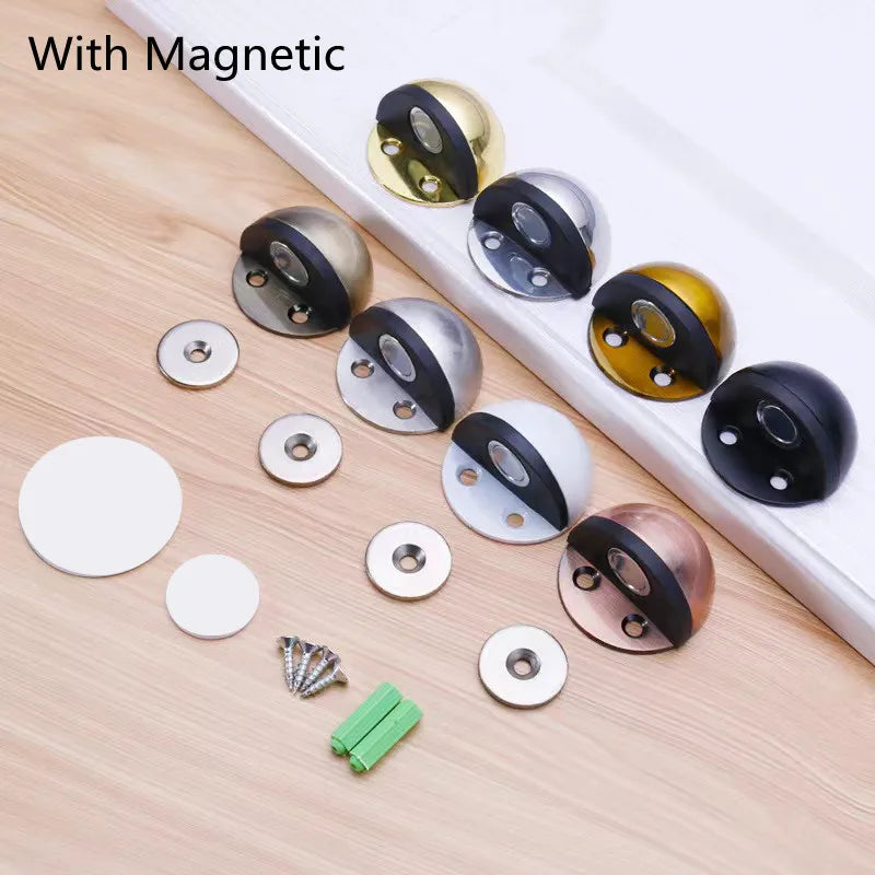 KK&FING Stainless Steel Magnetic Door Stopper Punch-free Door Touch Magnetic Suction Rubber Semi-circle Anti-collision Door Stop