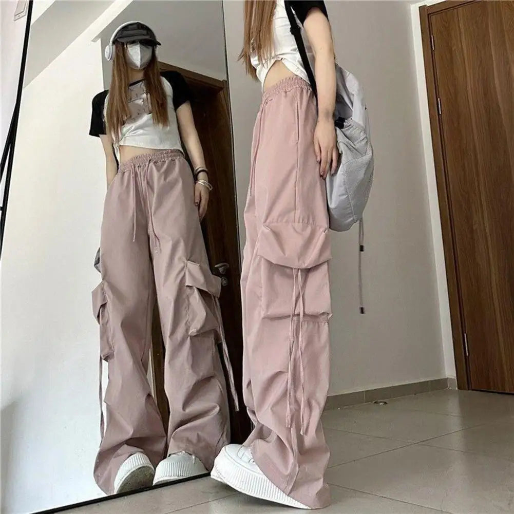 Women Cargo Pants Women Cargo Trousers Versatile Retro Women's High Waist Cargo Pants Stylish Drawstring Multi for Streetwear