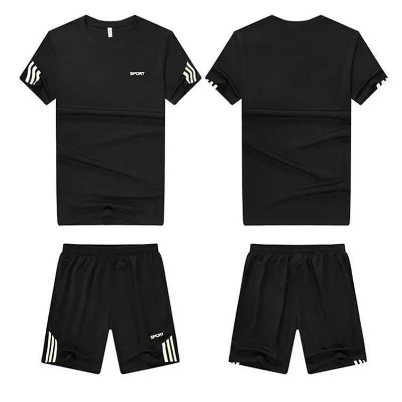 Summer Breathable Sports Suit Men's Short-Sleeved Shorts Loose Quick Drying T-Shirt Short Quarter Pants Casual Running Suit