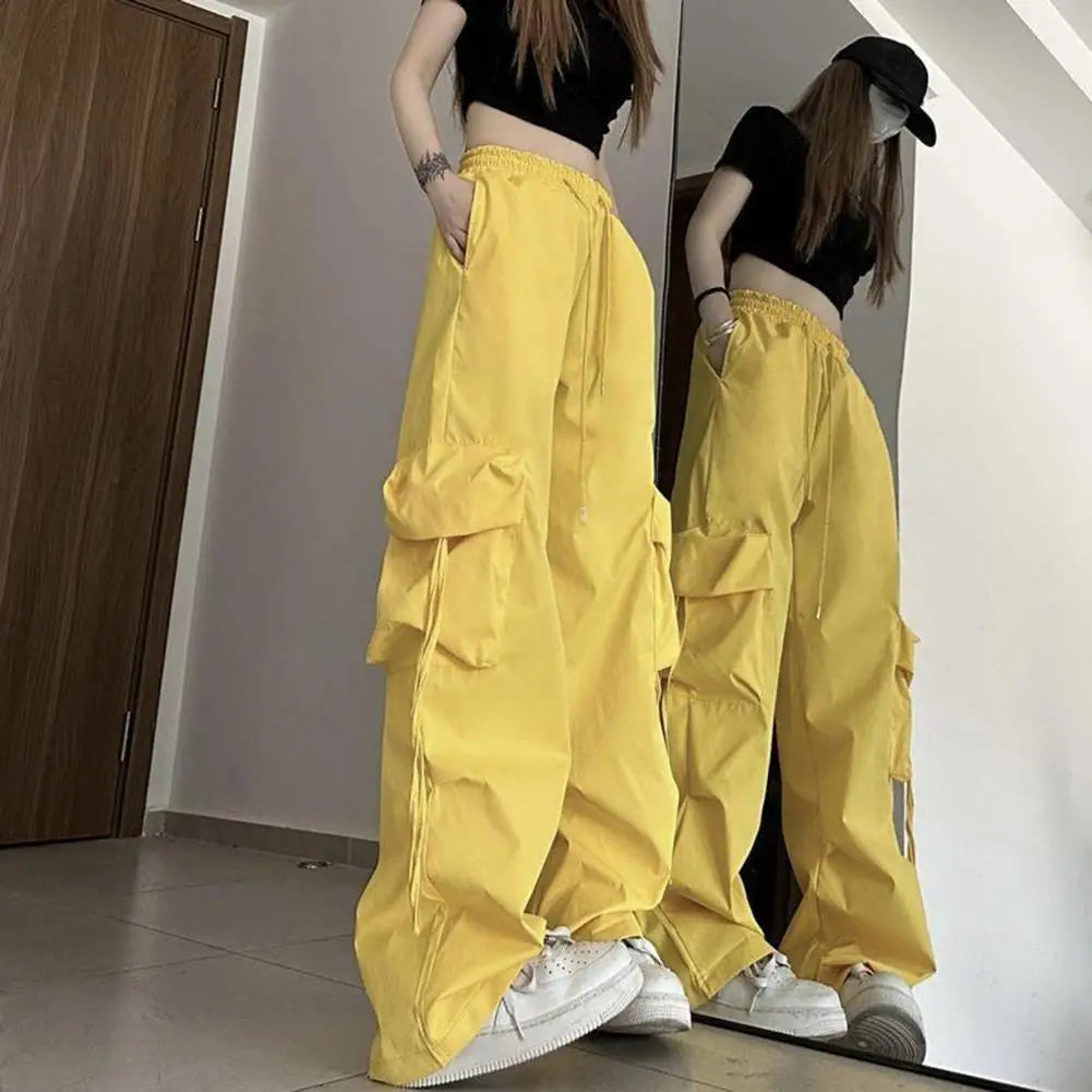 Women Cargo Pants Women Cargo Trousers Versatile Retro Women's High Waist Cargo Pants Stylish Drawstring Multi for Streetwear