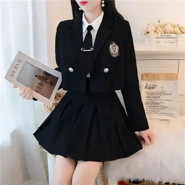 Set Two Women Jk Western Clothes Western Coat Hundred Pleats Skirt Spring Autumn Professional Formal Wear Korean Style Skirt