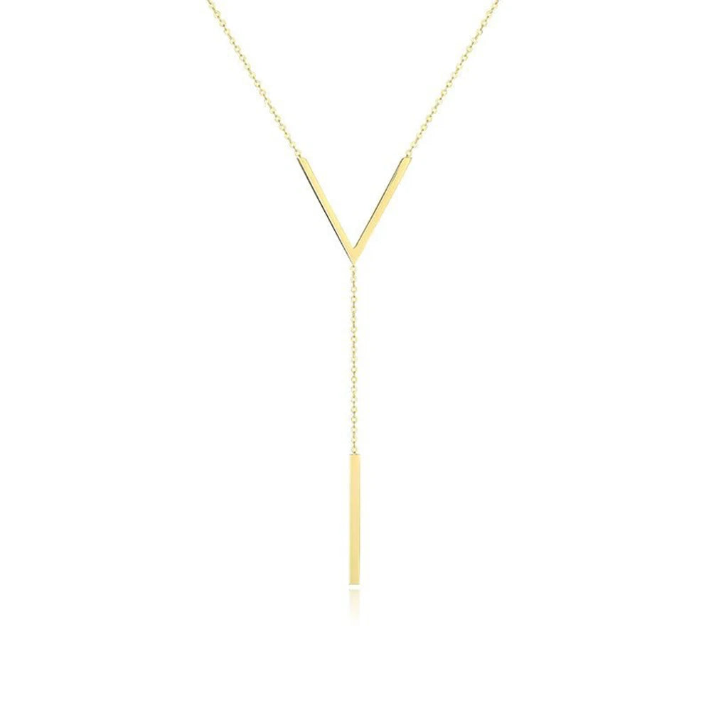 SUMENG New V-shaped Long Sexy Clavicle Gold Colour Chain Necklace Choker for Women 2024 Fashion Jewelry Party Gifts
