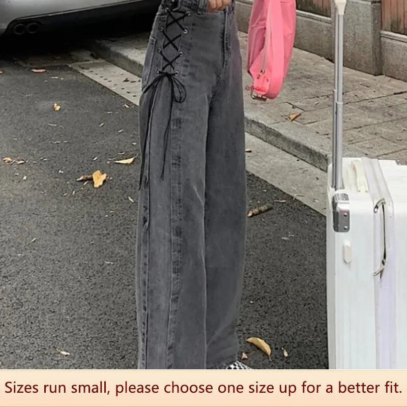 Street Style Women Jeans Trendy Design High Waist Loose Legs Bottoming Trousers Autumn Season