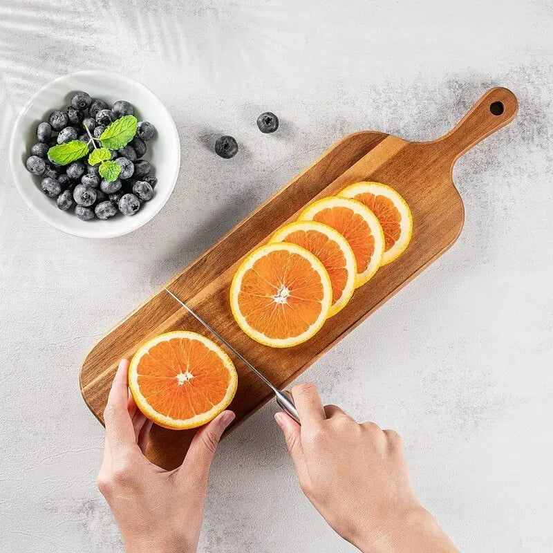 Wooden Cutting Board with Handle Kitchen Household Serving Board Wooden Cheese Board Charcuterie Board for Bread Fruit Plates