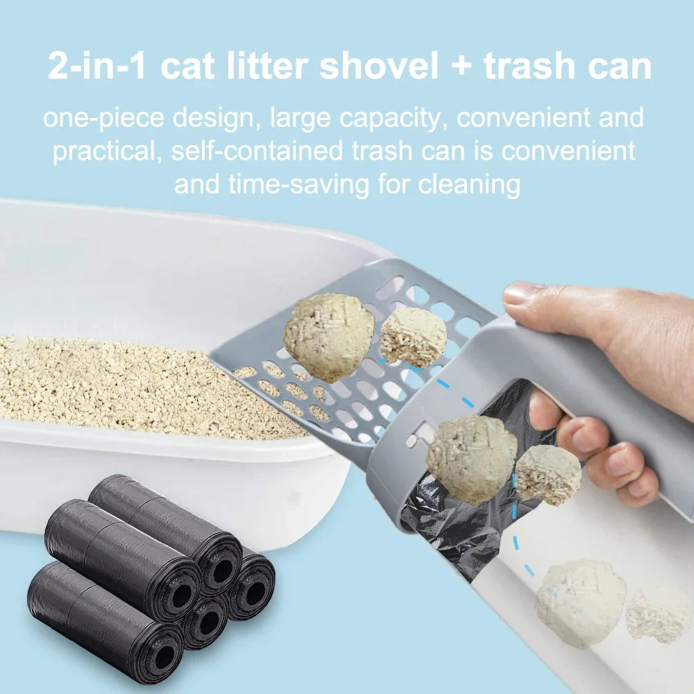 Cat Litter Scoop with Bags Cat Shovel for Pet Filter Clean Toilet Garbage Picker Cat Litter Box Self Cleaning Cat Supplies