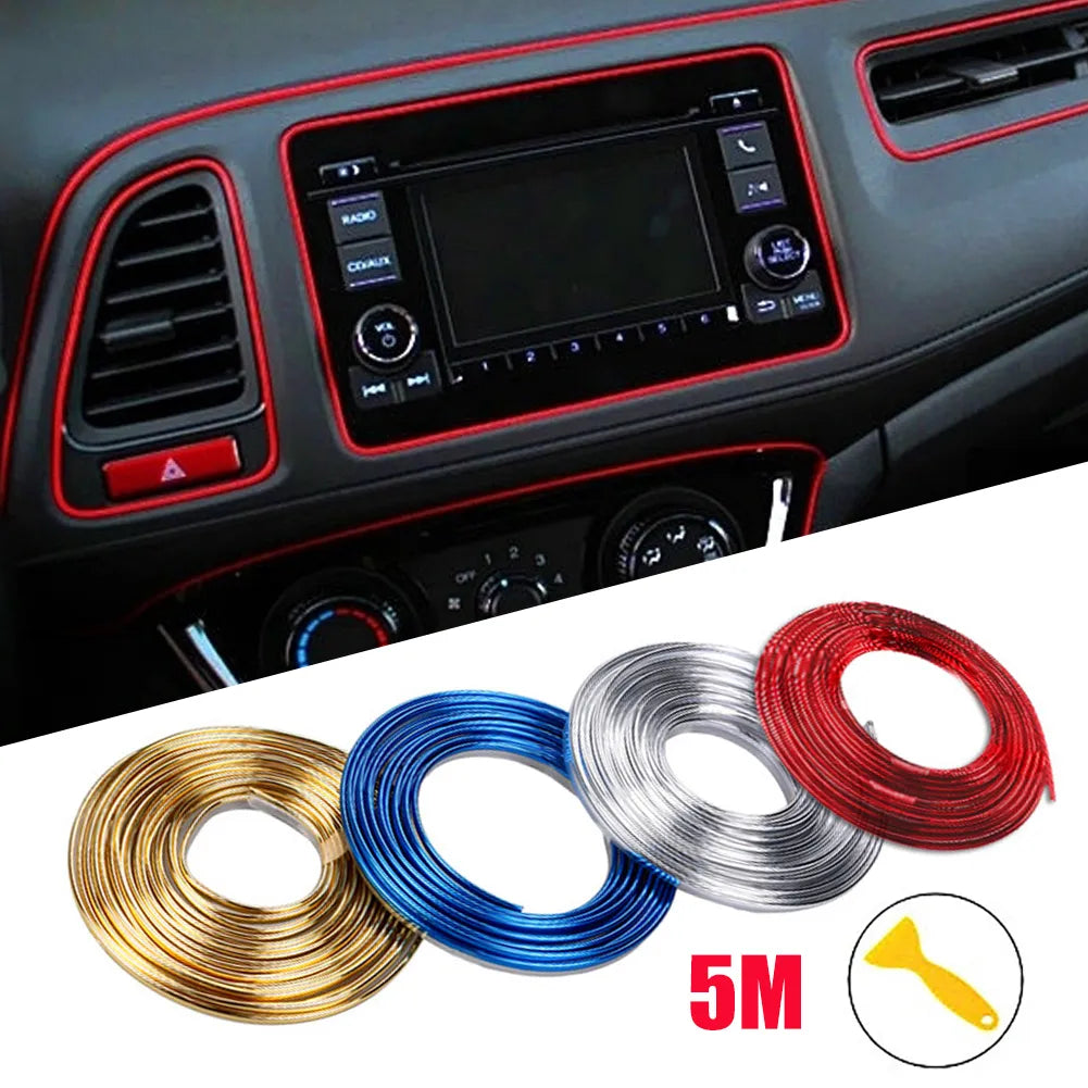 Car Moulding Decoration Flexible Strips1/3/5M Interior Auto Mouldings Car Cover Trim Dashboard Door Edgein Car-styling Universal