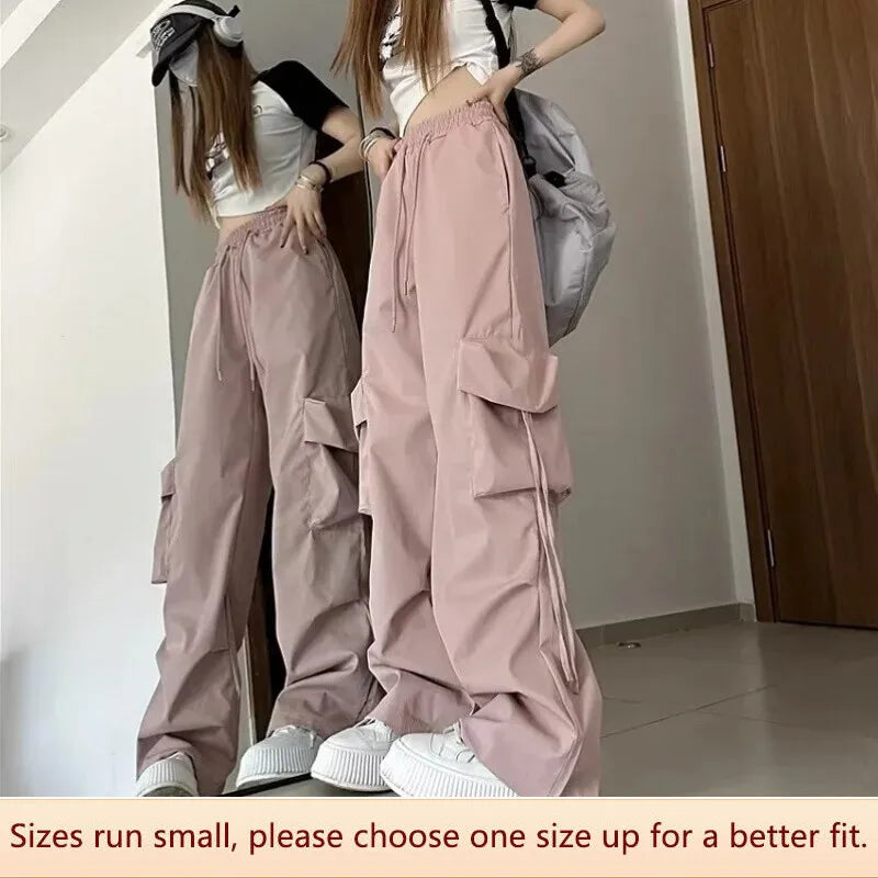 1950s American Retro Quick-drying Work Pants Women 3D Pocket High-waist Straight-crotch Loose Casual Drag-on Long Pants