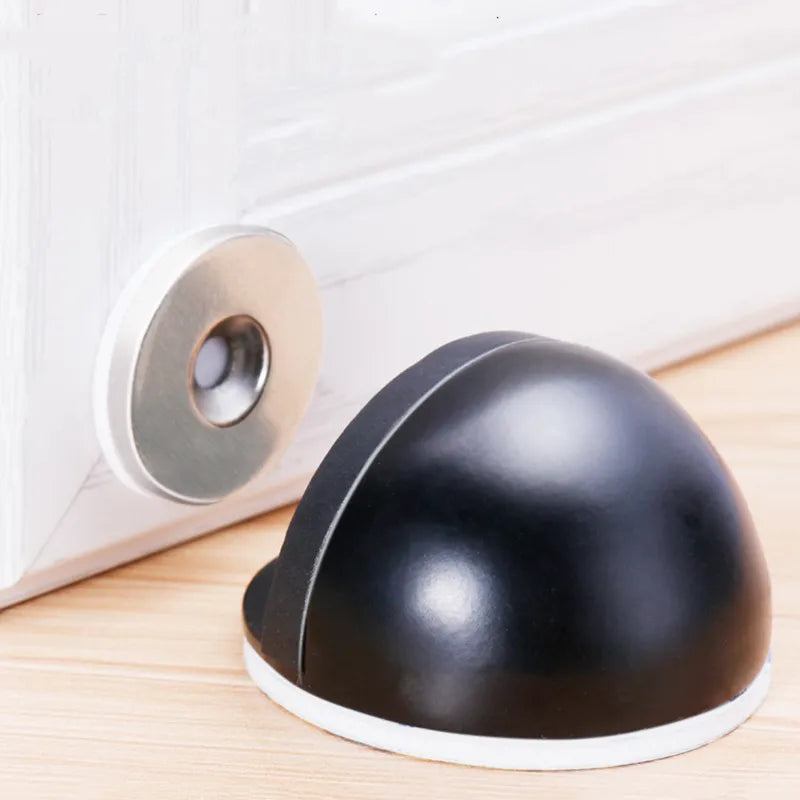 KK&FING Stainless Steel Magnetic Door Stopper Punch-free Door Touch Magnetic Suction Rubber Semi-circle Anti-collision Door Stop