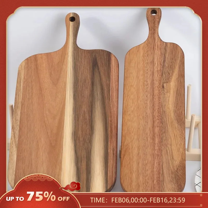 Wooden Cutting Board with Handle Kitchen Household Serving Board Wooden Cheese Board Charcuterie Board for Bread Fruit Plates