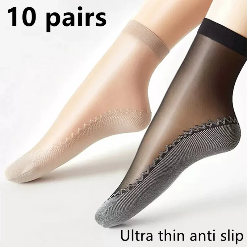 10pairs Womens Anti-Slip Cotton Socks ,Sweat Absorbing Anti-Slip Cotton Bottom Stretch Socks
