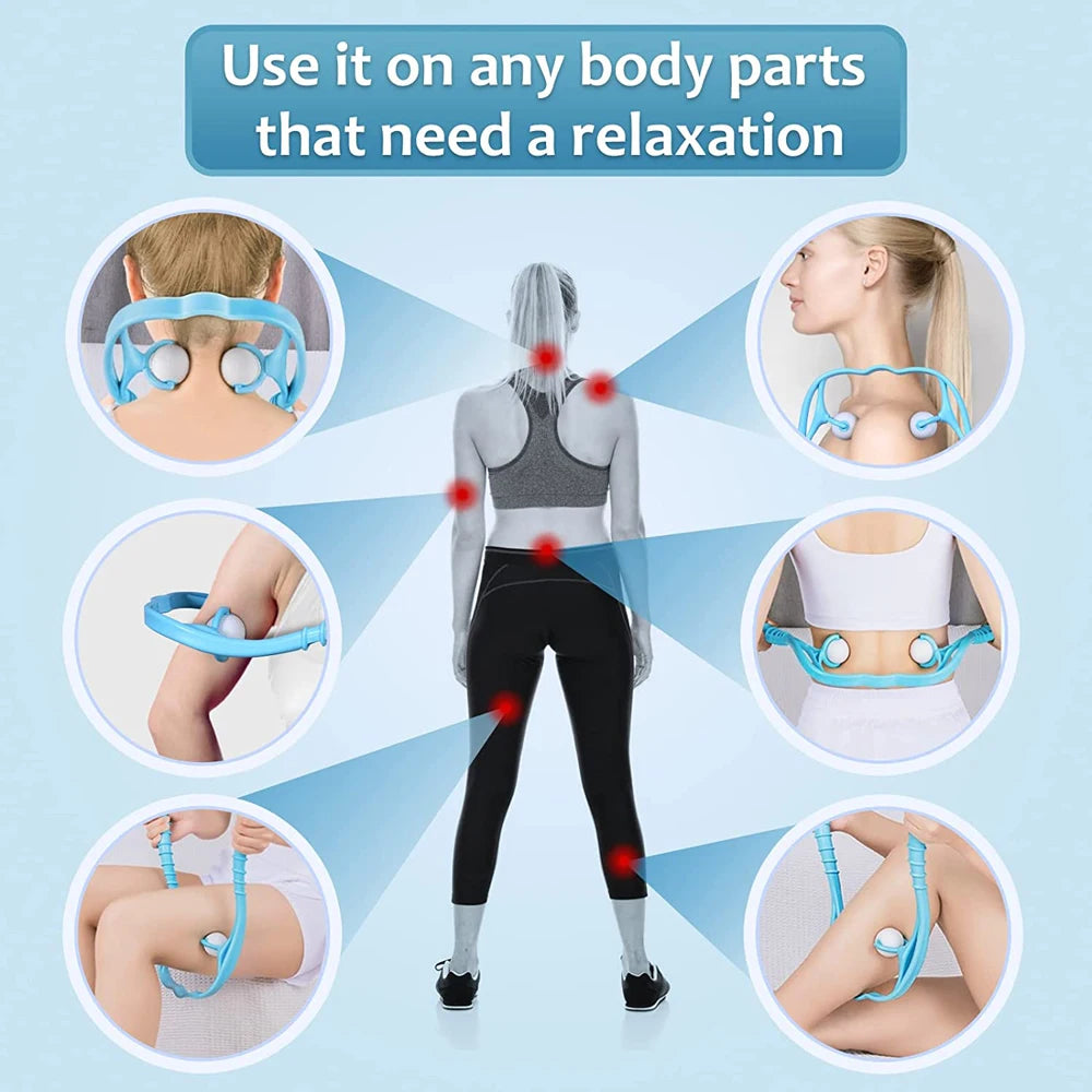 Neck Massager for Pain Relief, Trigger Point Roller Massager Deep Tissue Handheld Shoulder Massager Tool for Legs Waist Neck Arm