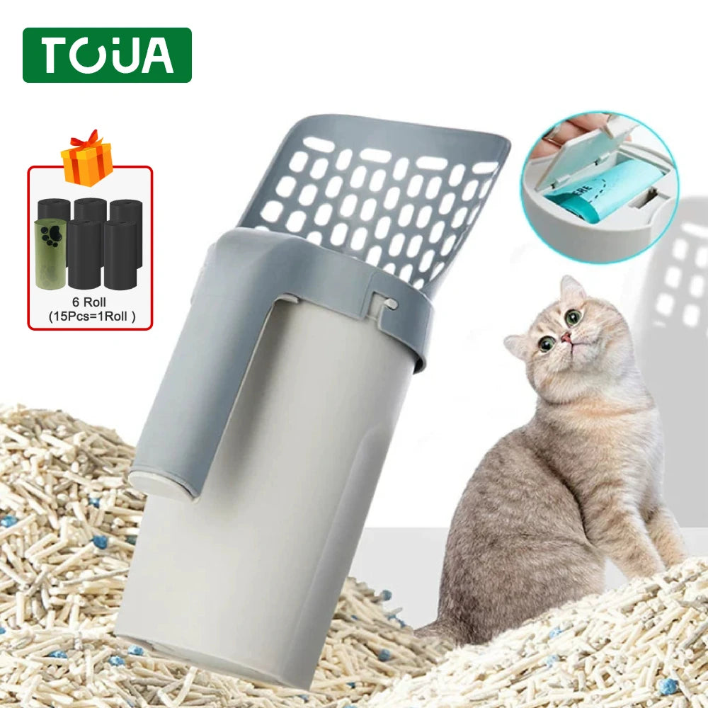Cat Litter Scoop with Bags Cat Shovel for Pet Filter Clean Toilet Garbage Picker Cat Litter Box Self Cleaning Cat Supplies