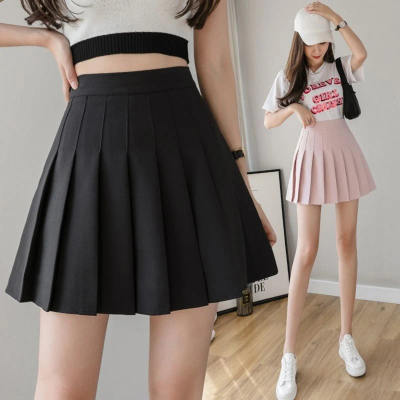 Korean Skirt Shorts Women High Waist Sexy Mini Skirts For Ladies Pleated Kawaii Skirt Female