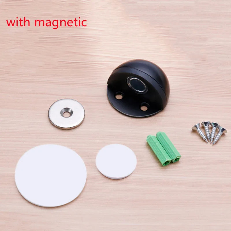 KK&FING Stainless Steel Magnetic Door Stopper Punch-free Door Touch Magnetic Suction Rubber Semi-circle Anti-collision Door Stop