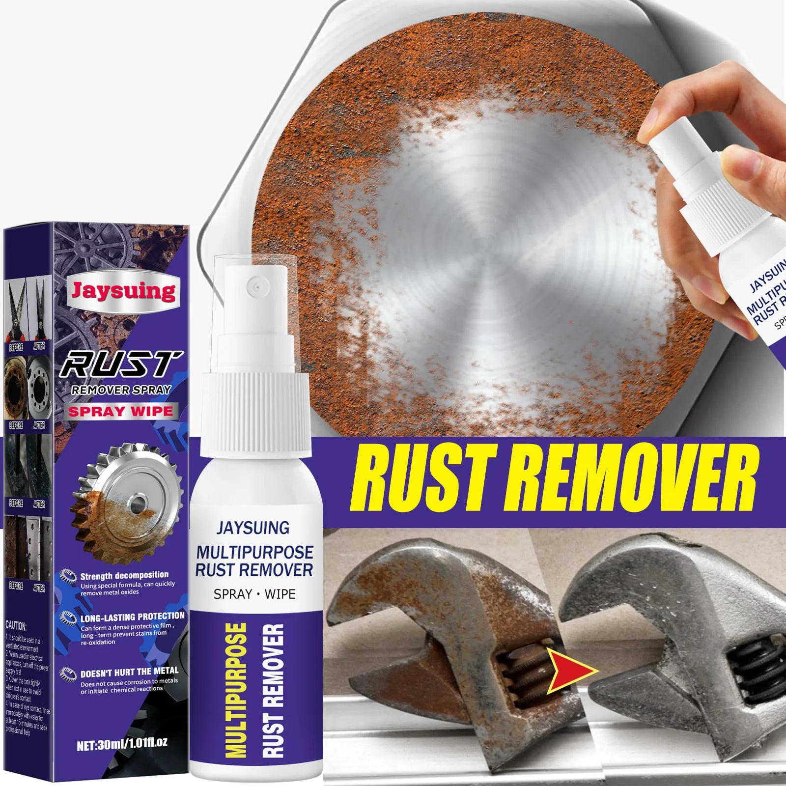 Metal Rust Remover, Automobile Hub Rust Remover Maintenance Spray Kitchen Stainless Steel Rust Prevention and Cleaning