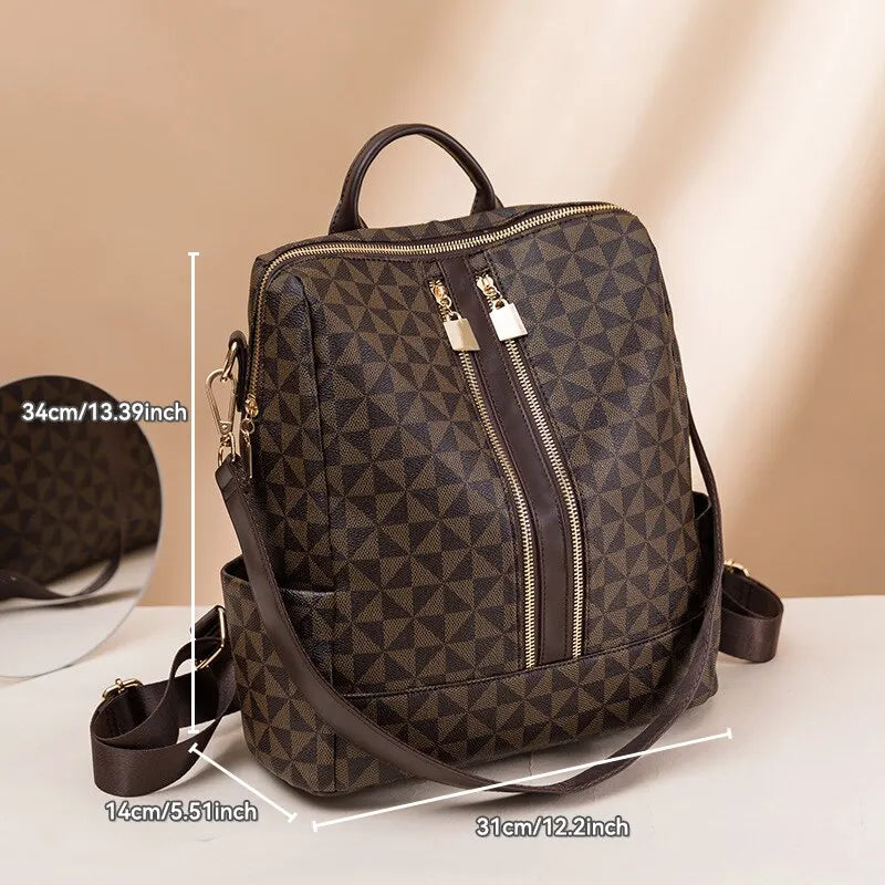 Minimalist Print Shoulder Bag Combination Large Capacity Retro Anti-theft Backpack Multi-purpose Leisure Travel Bag