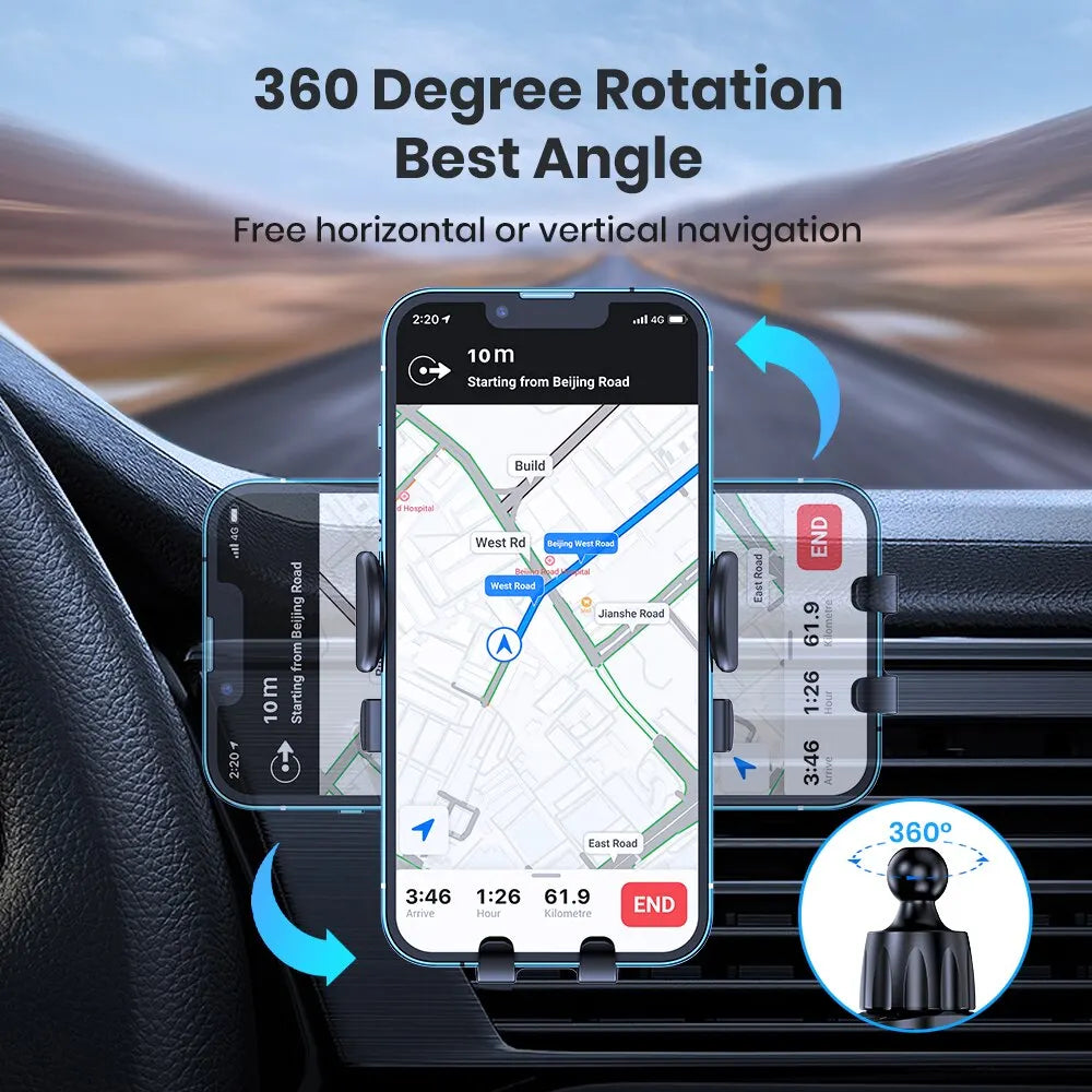 Car Phone Holder Mount, TOPK 2023 Upgrade Auto Locking Universal Phone Holder with Hook Clip for Car Air Vent for iPhone Samsung