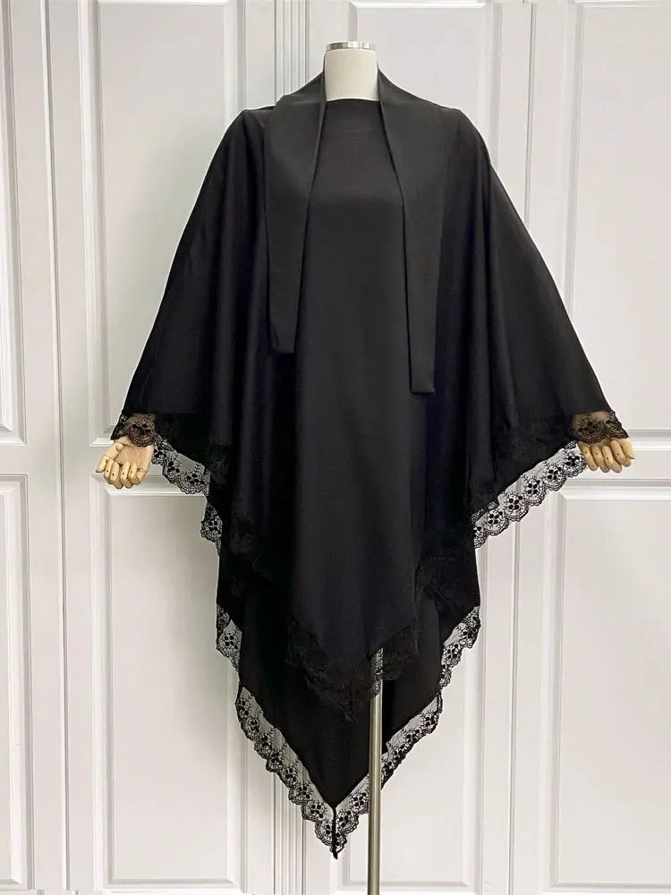 Ramadan Long Khimar Abaya Dubai Turkey Islam Muslim Lace Hijab Dress Prayer Clothes Abayas For Women Kebaya Robe Femme Musulmane