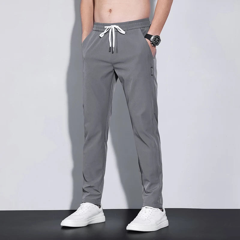 New Spring Summer Men's Casual Pants Slim Pant Straight Thin Trousers Male Fashion Stretch Khaki Jogging 28-38