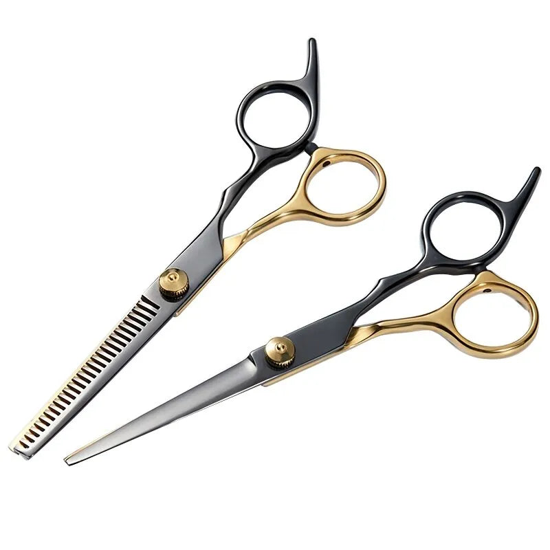 Professional Hair Cutting Scissors, Home Hair Cutting Barber/Salon Thinning Shears, Stainless Steel Hairdressing Black Golden