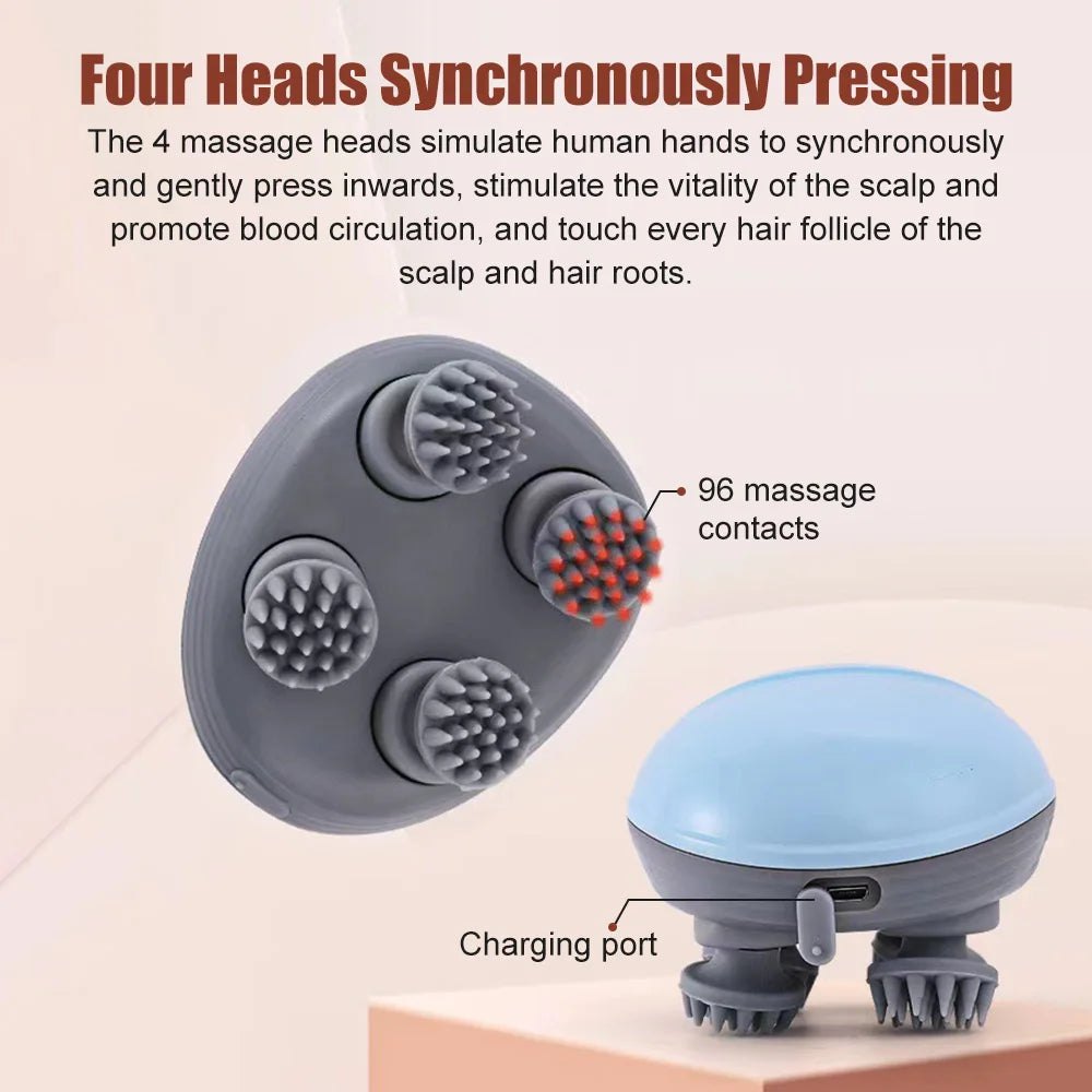 Electric Cats Massager Head Masager Scalp Massage Machine Anti Stress Relax Migraine Headache Relief Relax USB Rechargeable