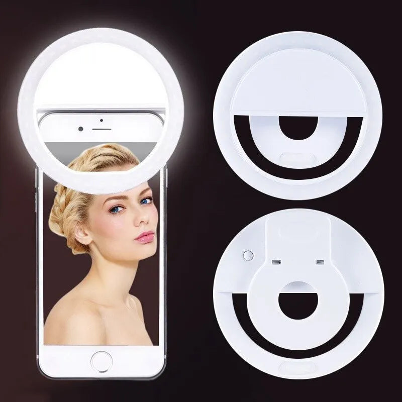 LED Light Ring with USB Phone Charger Selfie Light Compatible with iPhone Samsung Xiaomi Poco