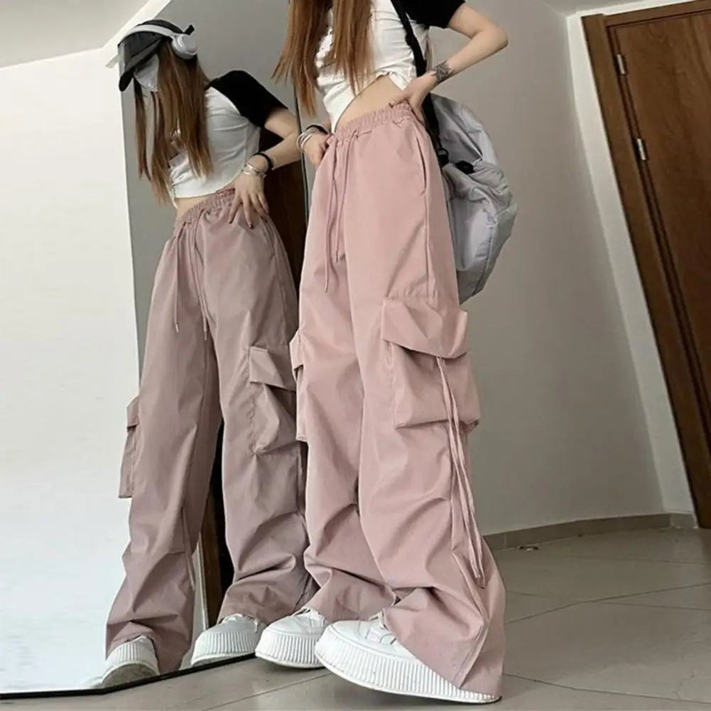 Women Cargo Pants Women Cargo Trousers Versatile Retro Women's High Waist Cargo Pants Stylish Drawstring Multi for Streetwear