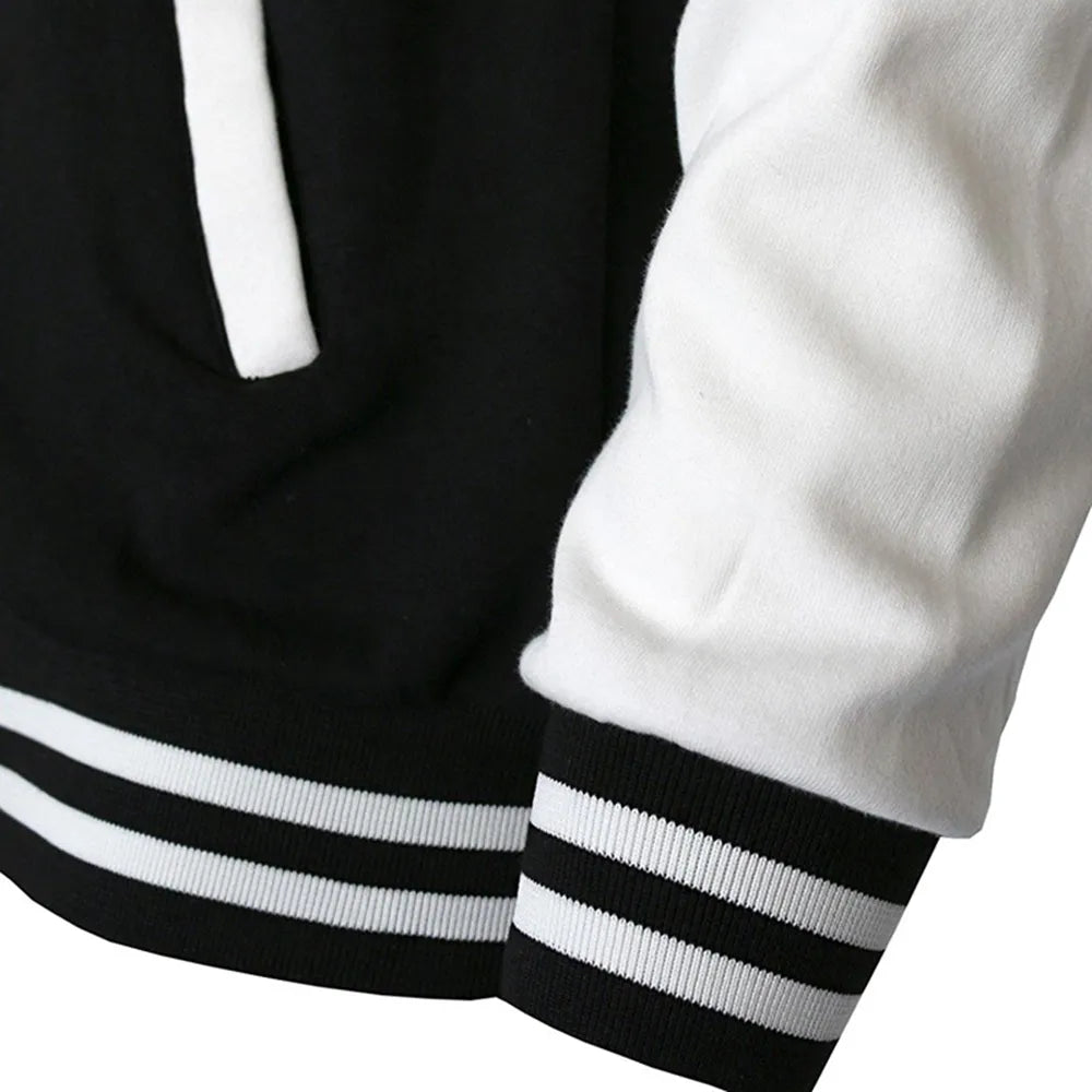 Black White Solid Color Jacket Loose Oversized Clothes Casual Men Baseball Clothes Personality Street Coat Warm Fleece Jackets