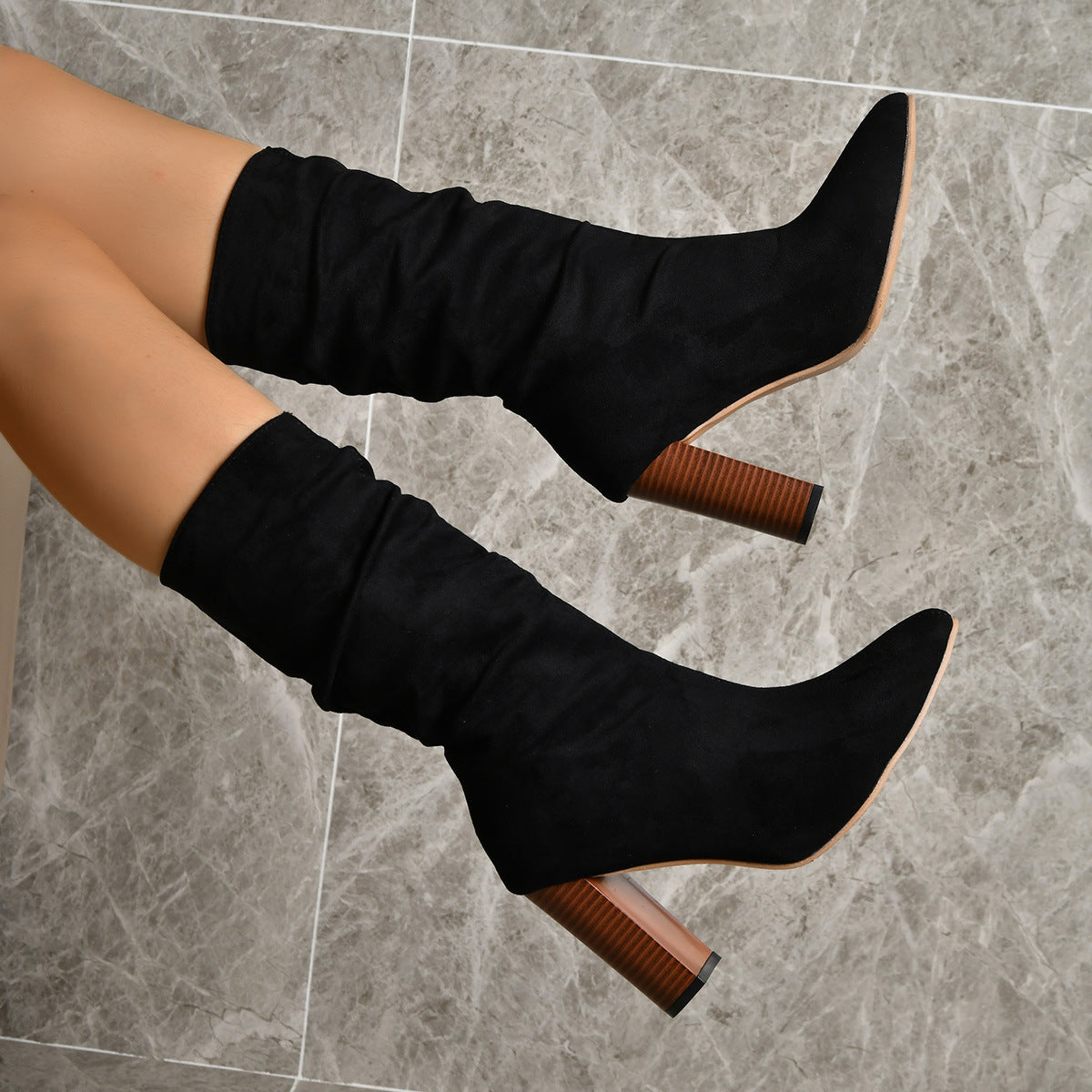 Pointed Toe High Heel Boots