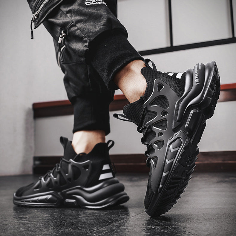 Fashion Black Sneakers Men's Non Slip Gym Running Sports Shoes